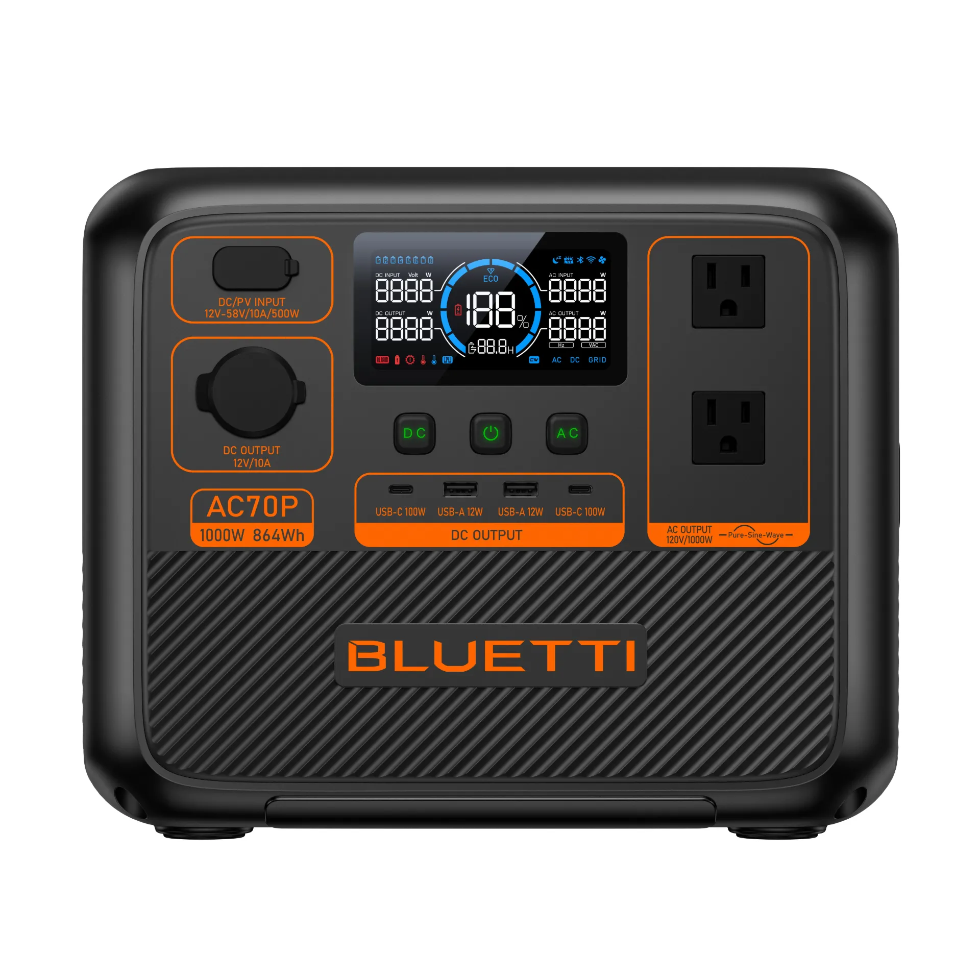BLUETTI AC70P Estación de energía portátil | 1,000 W 864 Wh